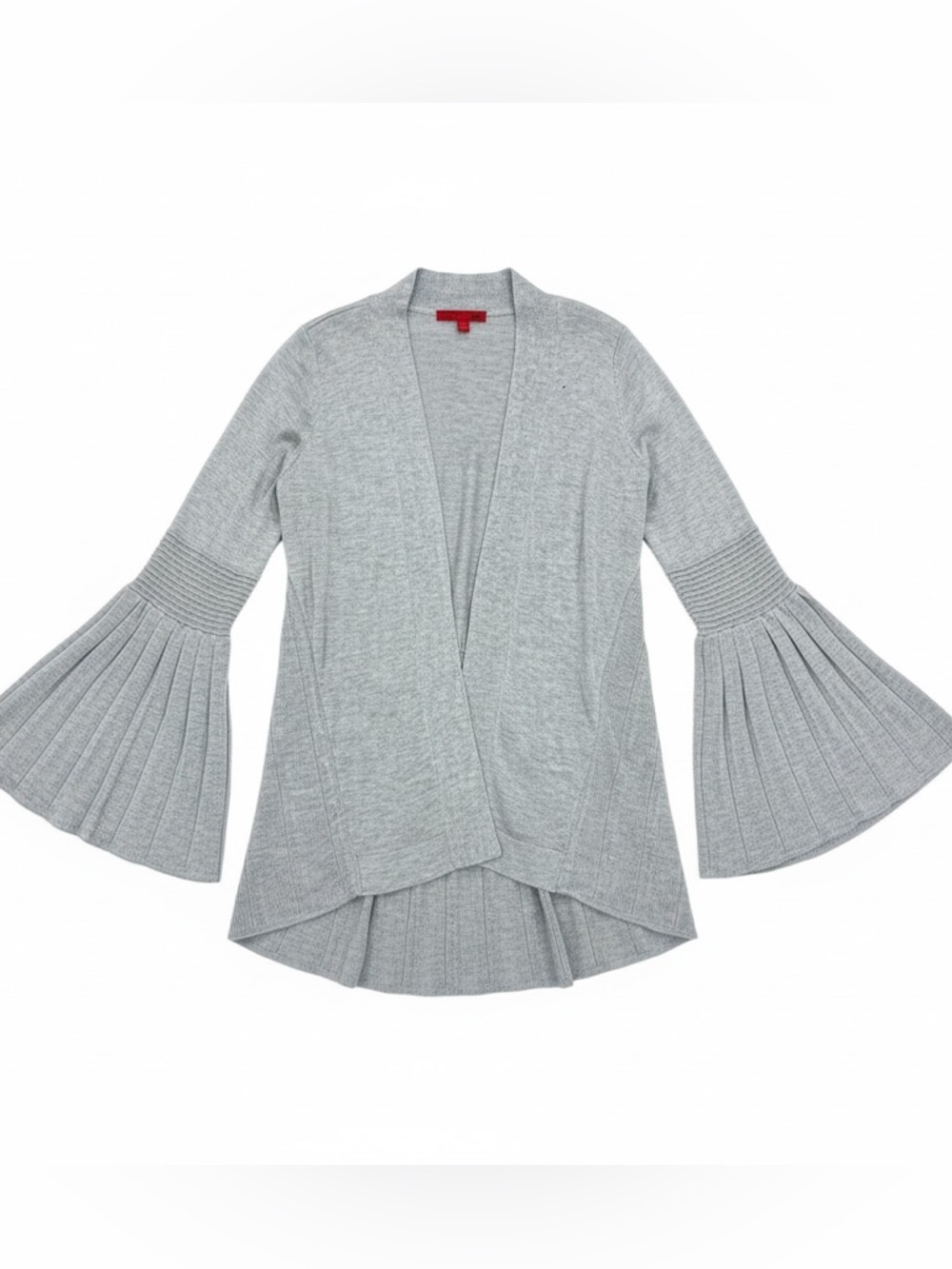 RED by Philosophy boho ribbed trumpet sleeve open cardigan sweater gray Small